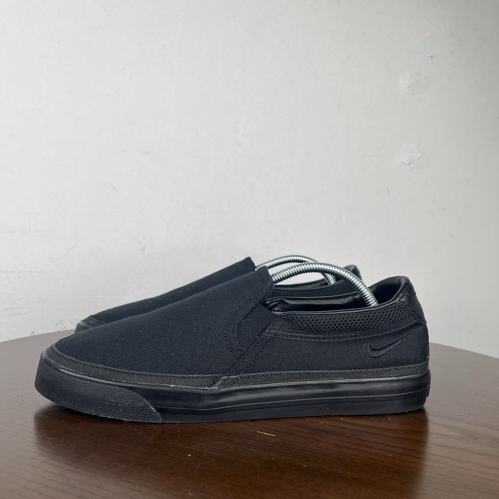 Nike Court Legacy Shoes Men 7.5 Black Canvas  Low Top Slip On Sneaker DJ1971-001
